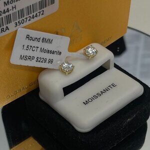 Moissanite Stud Earrings 6mm 1.57 CT GRA Certified
